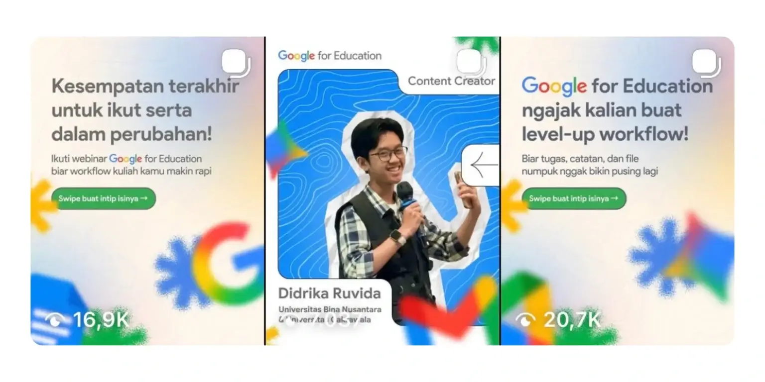 Konten edukasi Google for Education oleh Didrika Ruvida strategi storytelling visual social media brand teknologi